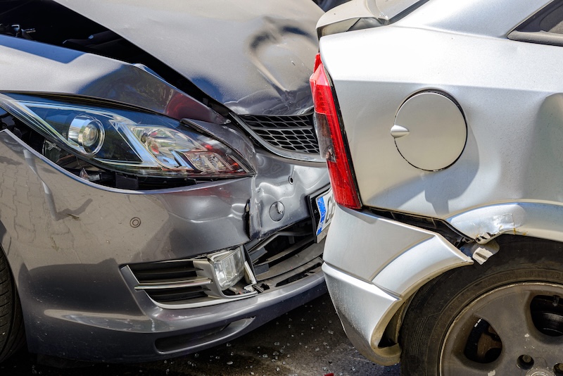 rear ending car crash on the road